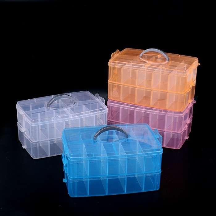 2 Layer 20 Grid Storage Organizer Box (Random Colour