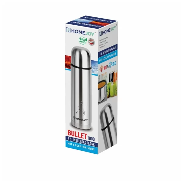 HomeJoy Hot Cold Bullet Flask 1000 ml with Pouch Free Bottle Brush.webp