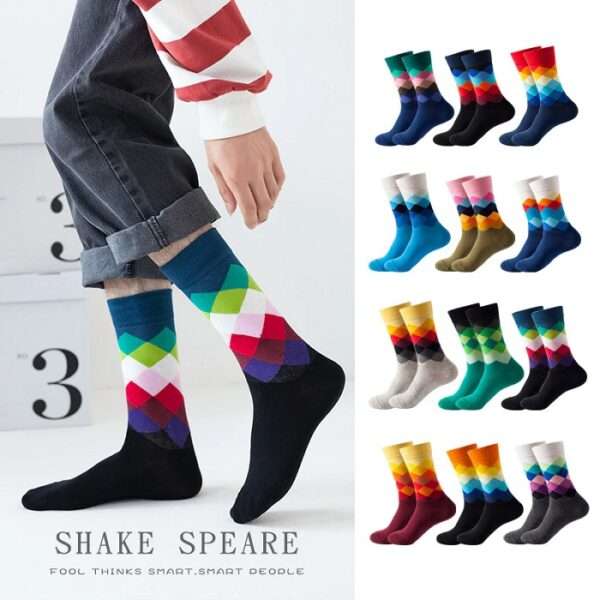 WR0333 Rohambus Pattern Cotton Socks.jpeg