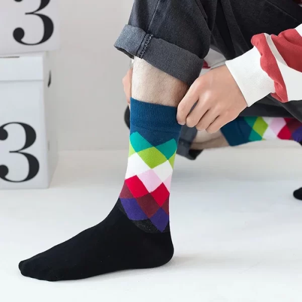 WR0333 Rohambus Pattern Cotton Socks All 4901 1.webp