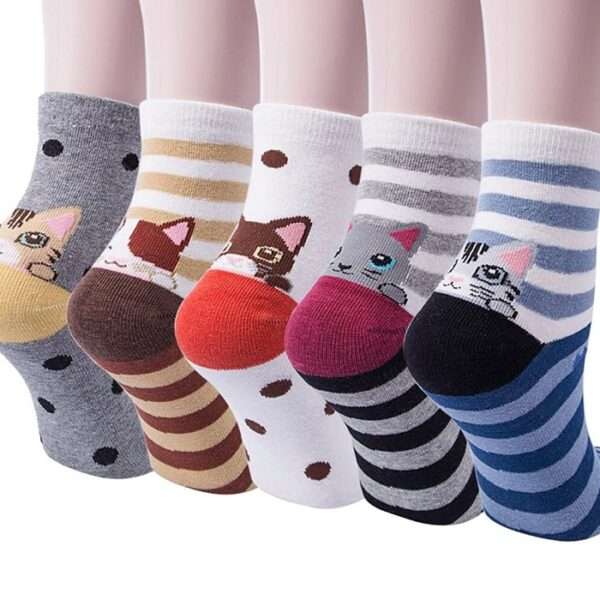 WR0355 Polka Dot Strip Cat Design Cotton Socks All 5194 1.jpeg