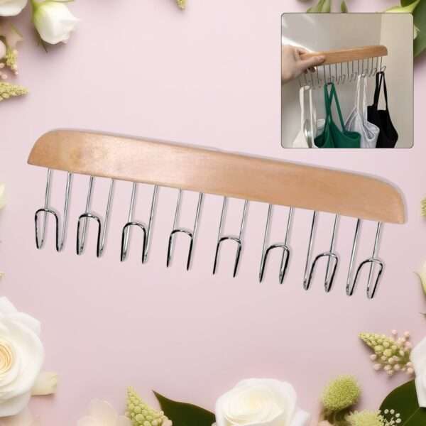 Space Saving Wooden Hanger with 8 Hooks