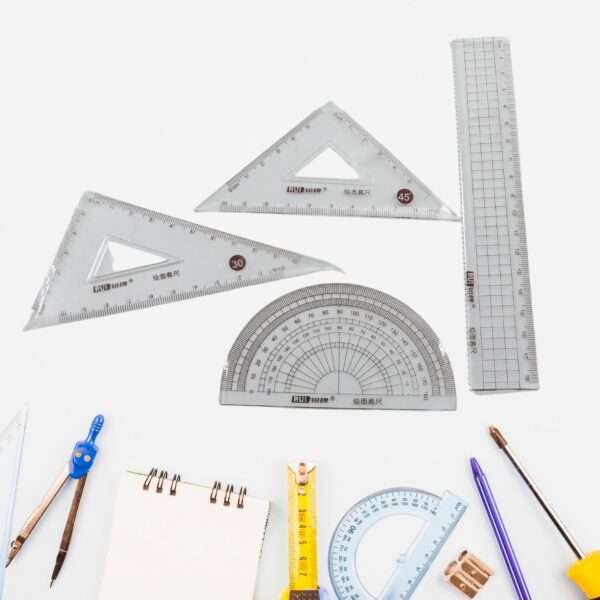 4 piece ruler set for school and office, includes draft rulers