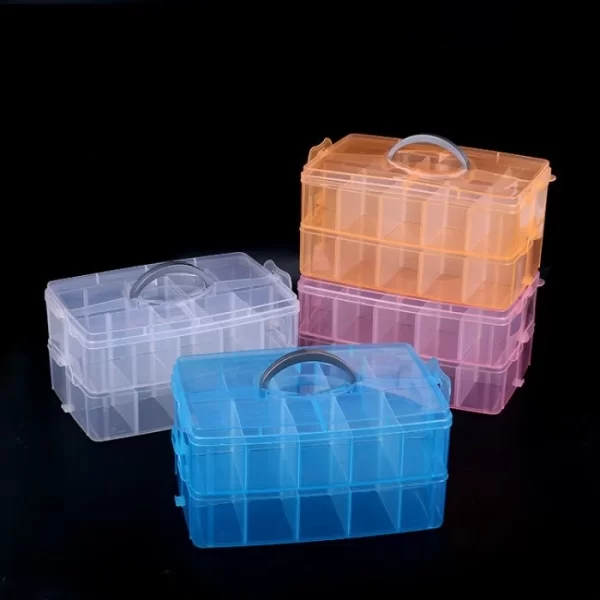 HJ059 2 Layer 20 Grid Storage Organizer Box Random Colour All 973 1.webp